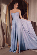 Vestido Línea A Lentejuelas Strapless en Azul — Mons Boutique Concepción