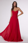 Vestido Línea A Chifón Escote Corazón en Rojo — Mons Boutique Concepción