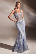 Vestido Sirena Lentejuelas con Cola en Azul — Mons Boutique Concepción