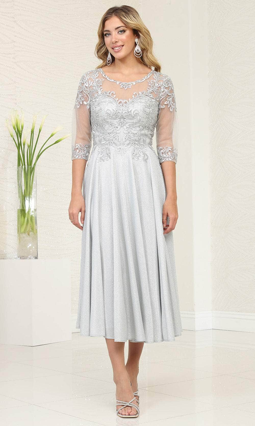 Vestido Midi Plata con Pedrería — Mons Boutique Concepción